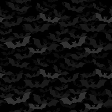 Halloween seamless pattern with bats flying out of the darkness Illustrazione stock
