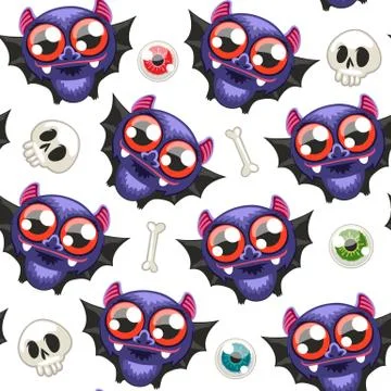 Halloween Seamless Pattern with Bats Stock Illustration