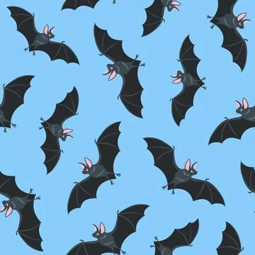 Halloween seamless pattern with bats. Stock Illustration