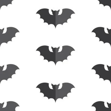 Halloween seamless pattern with black bat Stock Illustration