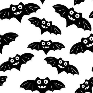 Halloween seamless pattern with black bat Illustrazione stock