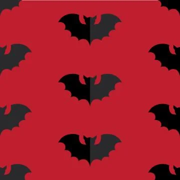 Halloween seamless pattern with black bat Stock Illustration