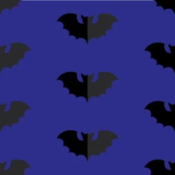 Halloween seamless pattern with black bat Stock Illustration
