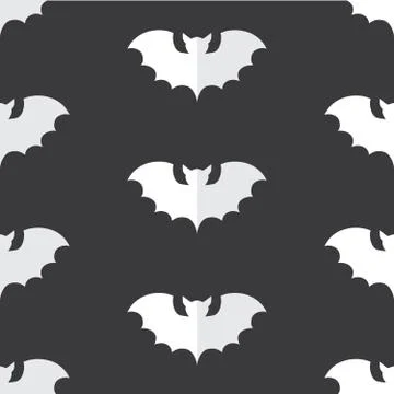 Halloween seamless pattern with black bat Illustrazione stock