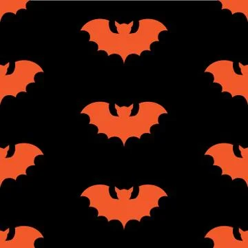Halloween seamless pattern with black bat Stockillustratie