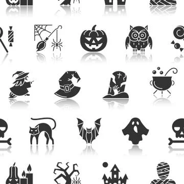 Halloween seamless pattern black with reflection Stock Illustration