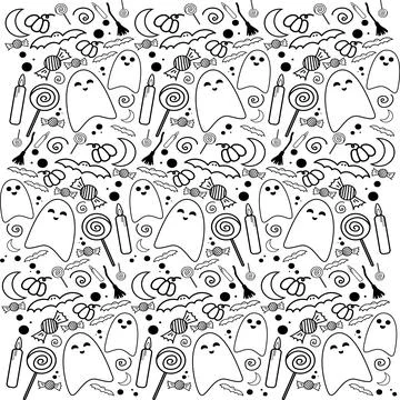 Halloween seamless pattern. black in simple style 库存插图
