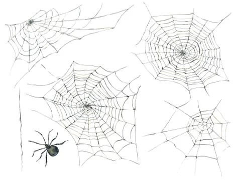 Halloween seamless pattern with black spider and web Stock Illustration