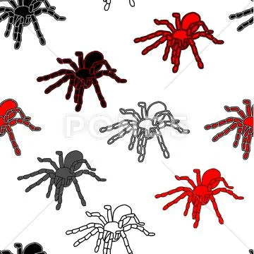 Halloween seamless pattern with black spiders Stock Illustration