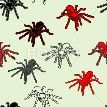 Halloween seamless pattern with black spiders Stock Illustration