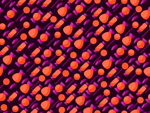 Halloween seamless pattern with candies. Flat candy design. Vector illustrati Illustrazione stock