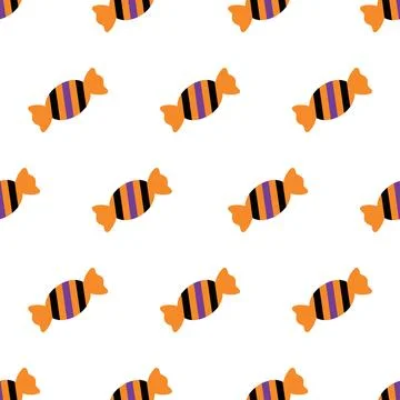 Halloween seamless pattern with candy on white background. Stock Illustration