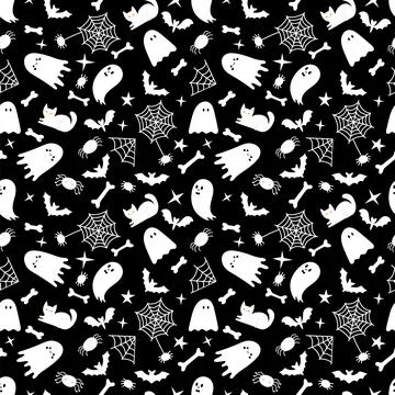 Halloween seamless pattern. Cartoon childish style Stock Illustration
