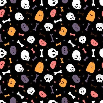 Halloween seamless pattern. Cartoon childish style Illustrazione stock