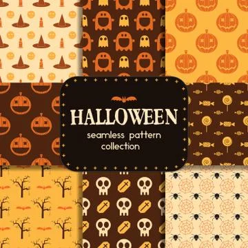 Halloween Seamless Pattern Collection Illustrazione stock