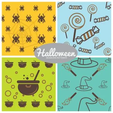 Halloween Seamless Pattern Collection Stock Illustration