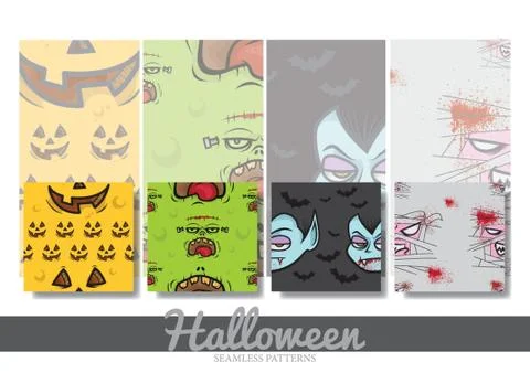 Halloween Seamless Pattern Collection Stock Illustration