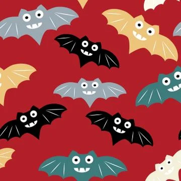 Halloween seamless pattern with colorful bat Illustrazione stock