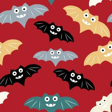 Halloween seamless pattern with colorul bat. Beautiful vector background for  Illustrazione stock
