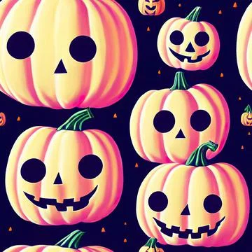Halloween seamless pattern with cute ghosts and pumpkins 库存插图