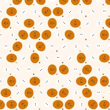 Halloween seamless pattern with cute little jack o lanterns and white ghost.. Ilustração Stock