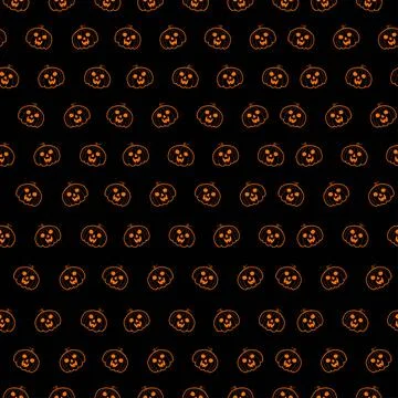 Halloween seamless pattern with cute pumpkin. Doodle background Stock Illustration
