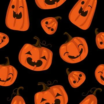 Halloween seamless pattern with cute pumpkins and other halloween elements. H Stock Illustration