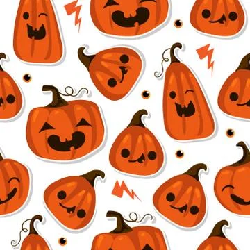 Halloween seamless pattern with cute pumpkins and other halloween elements. H Stock Illustration