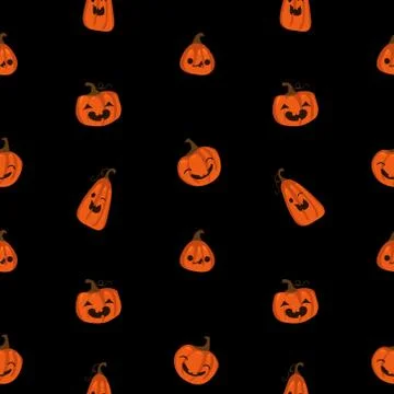 Halloween seamless pattern with cute pumpkins and other halloween elements. H Stock Illustration