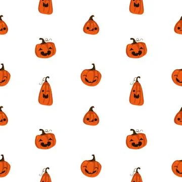 Halloween seamless pattern with cute pumpkins and other halloween elements. H 스톡 일러스트