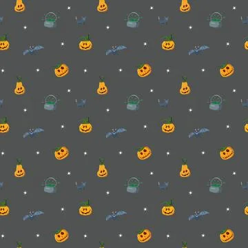 Halloween seamless pattern design. Cute cartoon elements, holiday background, イラスト素材
