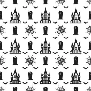 Halloween seamless pattern. Design elements for halloween party poster. Stock Illustration
