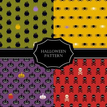 Halloween seamless pattern. Design elements for halloween party poster. 스톡 일러스트