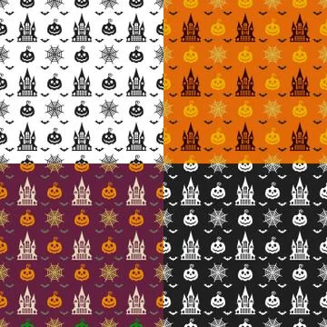 Halloween seamless pattern. Design elements for halloween party poster. Stock Illustration