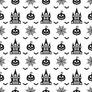 Halloween seamless pattern. Design elements for halloween party poster. 스톡 일러스트