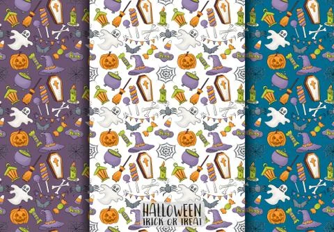 Halloween seamless pattern design set for wrapping, package, background. イラスト素材