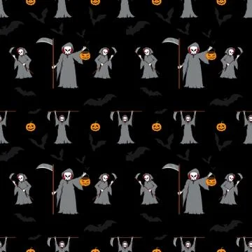 Halloween seamless pattern Devil ghost 스톡 일러스트