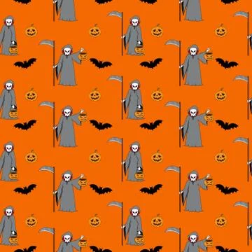 Halloween seamless pattern Devil ghost Stock Illustration