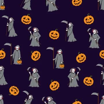 Halloween seamless pattern Devil ghost Stock Illustration