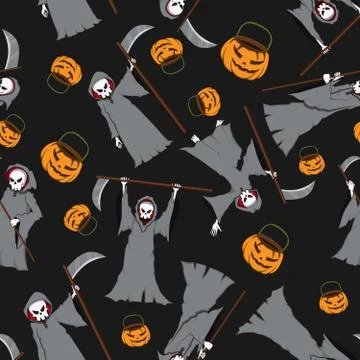 Halloween seamless pattern Devil ghost Stock Illustration