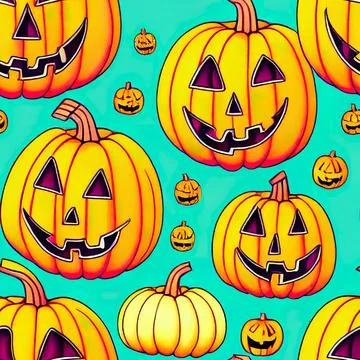 Halloween seamless pattern, Doodle cute ghosts  Simple spooky character or scary Stock Illustration