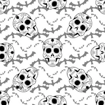 Halloween seamless pattern ghost scary vector Stock Illustration
