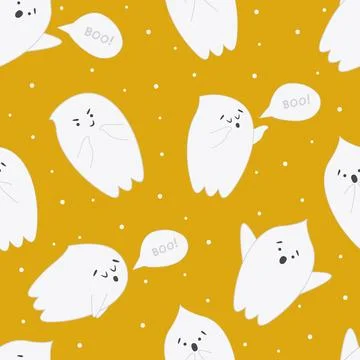 Halloween seamless pattern with ghosts. Stock Illustration