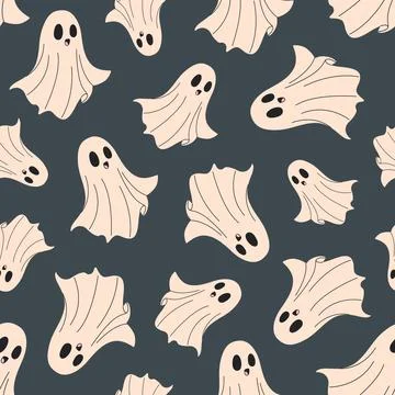 Halloween seamless pattern with ghosts. 库存插图