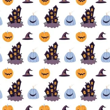 Halloween seamless pattern with halloween elements Stock Illustration