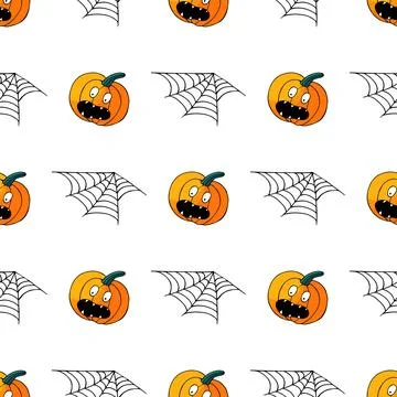 Halloween seamless pattern in hand draw style Illustrazione stock