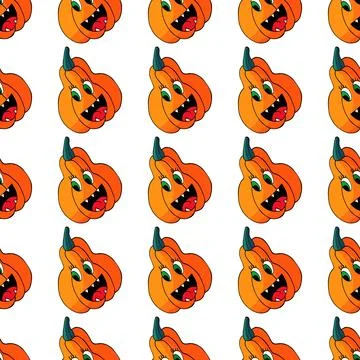 Halloween seamless pattern in hand draw style Stock Illustration