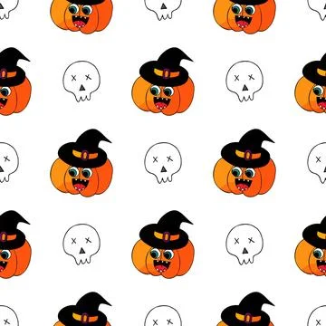 Halloween seamless pattern in hand draw style 스톡 일러스트