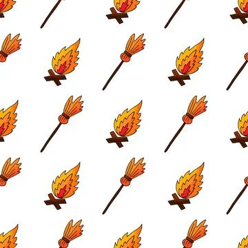 Halloween seamless pattern in hand draw style Stock Illustration