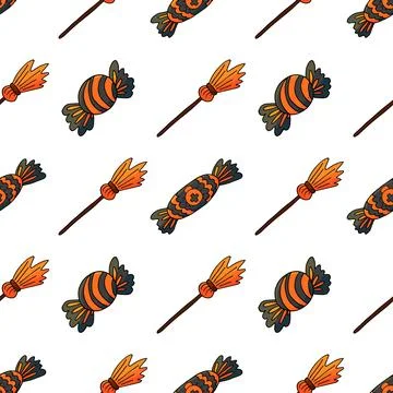 Halloween seamless pattern in hand draw style Illustrazione stock
